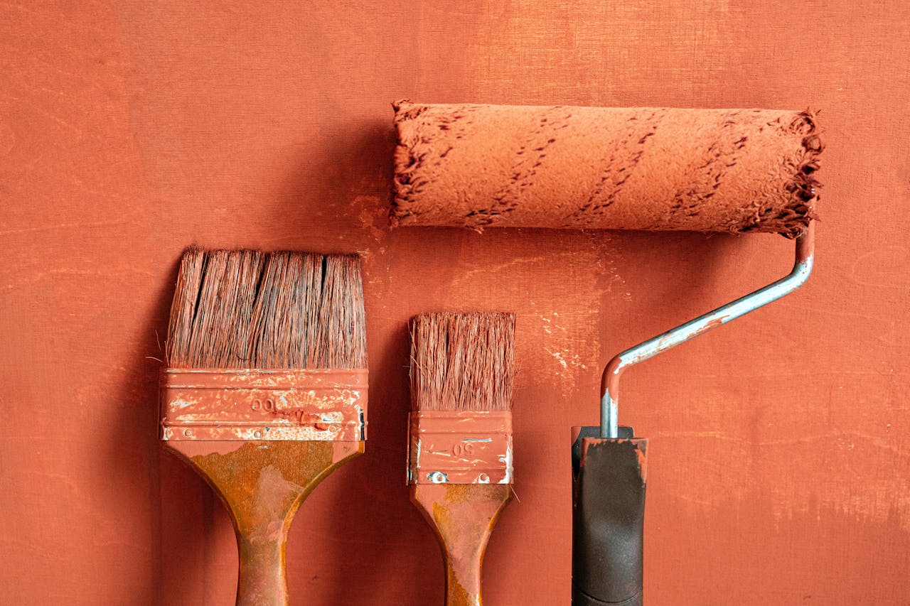 Paintbrushes with Brown Paint