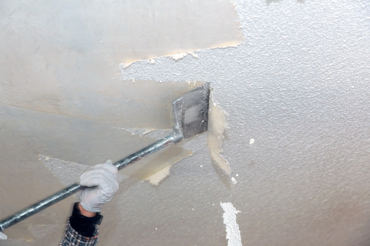 Take off in the popcorn ceiling home wall texture removal